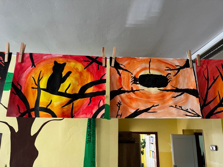 Jesenná maľba anilinkami a tušom :)