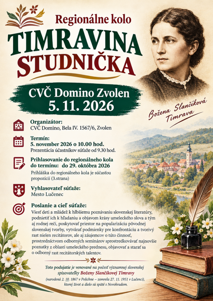 Plagát: Regionálne kolo TIMRAVINA STUDNIČKA